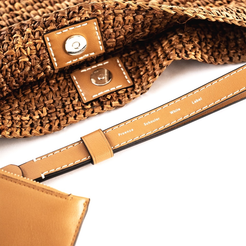 Proenza Schouler White Label Minetta Brown Raffia Shoulder Bag with Pouch - Picture 13 of 15